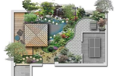 中國(guó)古典庭院園林景觀psd平面圖