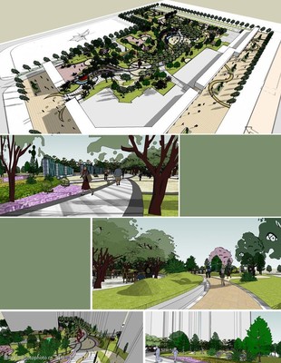 小區(qū)景觀模型圖片素材